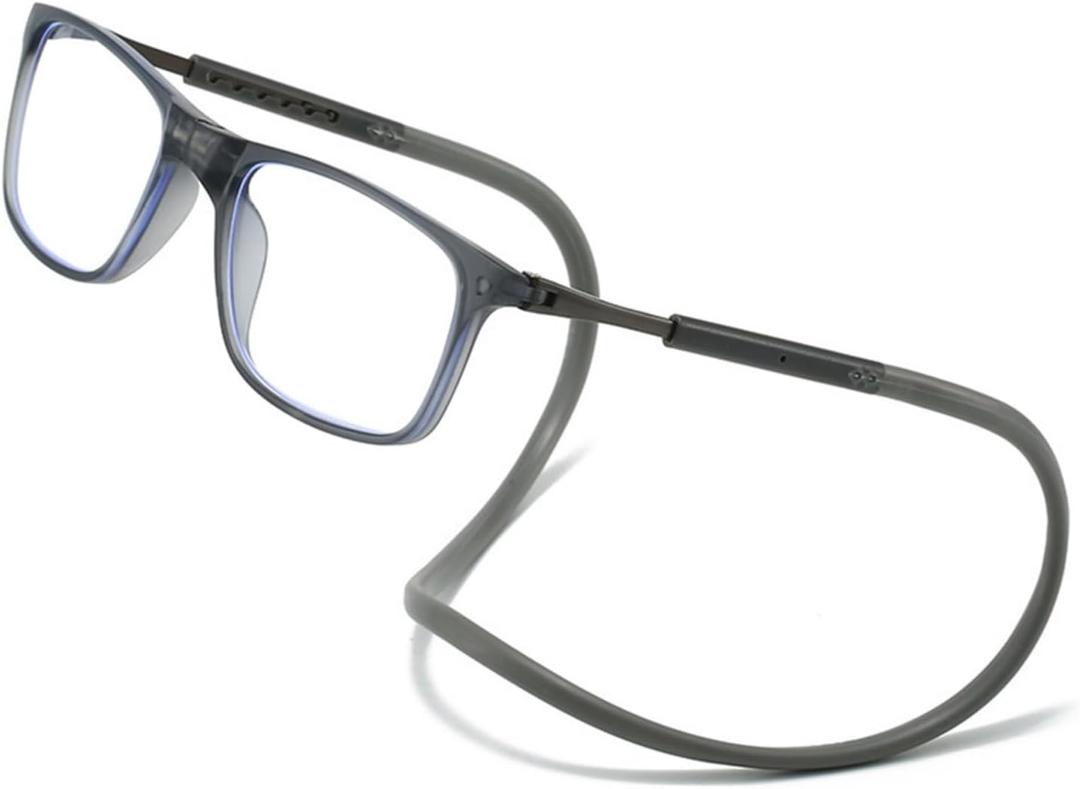 Magnetic Blue Light Blocking Reading Glasses for Men&Women, Bridge Front Connect Reading Glasses, Reading Adjustable (Gray) +2.50