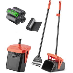 TIMINGILA 36" Pooper Scooper Swivel Bin & Rake with 100 Dog Poop Bags,Adjustable Long Handle for No-Bend Cleanup,Portable Non-Breakable Dog Poop Scooper for Large Medium Small Dogs