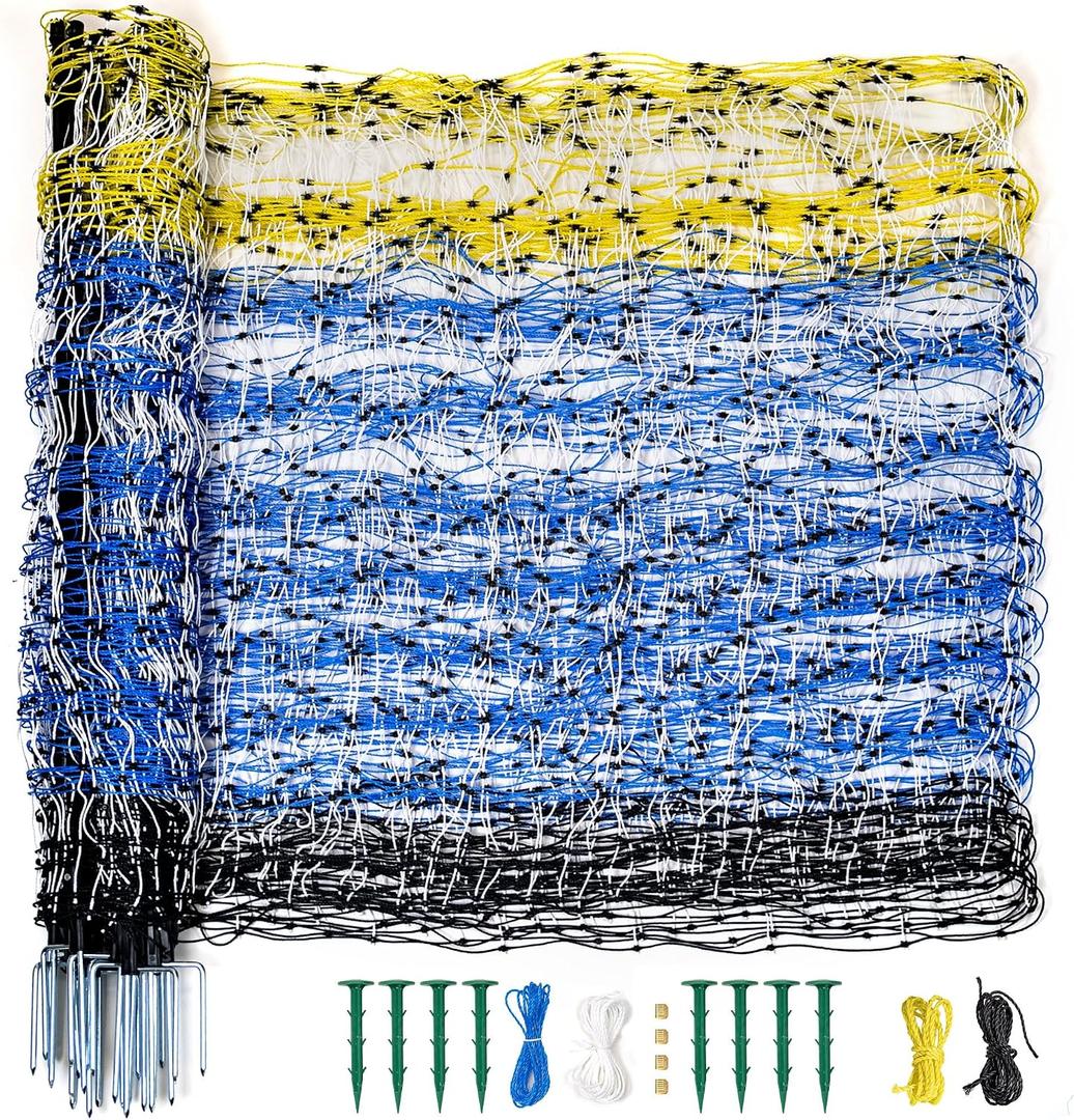 PPOLB Highly Visible Blue Electric Fence Netting, 35.4" H x 164' L, Portable Livestock Nets Mesh for Goats, Sheep, Hogs, Dog, Electric Fencing for Backyards, Homesteaders, Farms Ranches, and Gardens