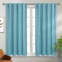 BGment Rod Pocket and Back Tab Blackout Curtains for Bedroom - Thermal Insulated Room Darkening Curtains for Living Room, Set of 2 Panels (38 x 54 Inch, Aqua)