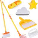 Masthome Kids Cleaning Set, 8 Piece Cleaning Toys Set, Includes Mop, Broom, Brush, Dustpan, Microfiber Cloth, Cleaning Sponge, Squeegee, Window Scraper, Pretend Play Toys for Girls Boys - Yellow