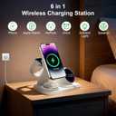 6-in-1 Wireless Charging Station with Bluetooth Speaker,Digital Clock and Ambient Lights,Fast Wireless Charger for for Multiple Devices for Apple - iPhone 17 16 15 14 13 12 Pro Max Apple Watch Airpods