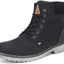 Mishansha Men's Hiking Boots Artificial Leather Water Resistant Non Slip Outdoor Women's Trekking Shoes Black 5.5 Women/4 Men