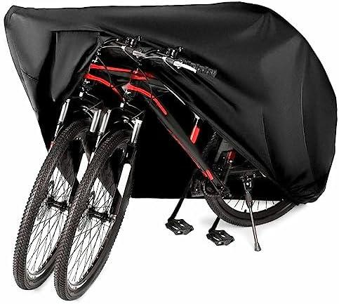 AngLink Bike Cover for 2 Bikes - 210D Oxford Outdoor Waterproof Bicycle Covers with Lock Hole, All Weather Protection Bikes Storage Cover for Mountain Road Electric Beach Cruiser Hybrid XXL