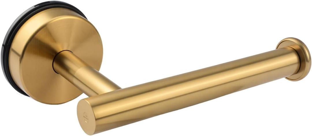 1Pack Toilet Paper Holder, Stainless Steel Holder with Vacuum Suction Base for Papers, Tissue Roll Dispenser, Wall Mount Paper Towel Rack in Bathroom Kitchen (Gold)
