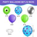 FYSUIMU 60Pcs 12 In Cartoon Monster Theme Balloons Green Purple Blue Silver Latex Balloons for Birthday Baby Shower Party Decor