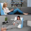 Wedge Pillow for Sleeping, 7.5" Bed Wedge After Surgery, Back Pain Relief, Memory Foam Pillow Triangle Incline Wedge for Back Support, Leg Elevation (White,Blue) 