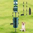 Qinyoung Dog Waste Station Outdoor Dog Poop Trash Can with Poop Bag Dispenser Shovel Dustpan Hand Sanitizer Bottle Rust Proof Bin Pet Waste Disposal System for Business Parks Backyards Trails