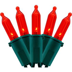 YULETIME 200 Count Red LED Christmas Lights, 66 Feet Green Wire UL Certified Commercial Grade Holiday String Light Set (Red)