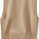 Verdusa Women's High Low Hem Sweater Vest Sleeveless V Neck Loose Lightweight Knit Tops Khaki Medium
