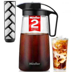 Mueller Cold Brew Coffee Maker, 2-Quart Heavy-Duty Tritan Pitcher, Iced Coffee Maker and Tea Brewer