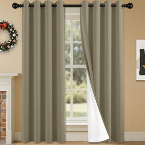 2 Panels 100% Blackout Curtains, Lightweight Thermal Insulated Grommet Drapes for Bedroom Living Room, Light Blocking Window Treatment, Pack of 2, 54x95 Inches, Taupe