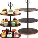 Wenqik 2 Pack 3 Tier Wooden Cupcake Stand 12/12/12 Inch for 63 Cupcakes Large Dessert Table Display Tower Set Cake Stand Tiered Tray Holder for Wedding Birthday Party Supplies