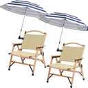 2 Pack Classic 46 Inch D-Blue Portable Umbrellas with Universal Clamp for Patio, Beach, Wheelchair, Golf Carts (Excluding chairs)