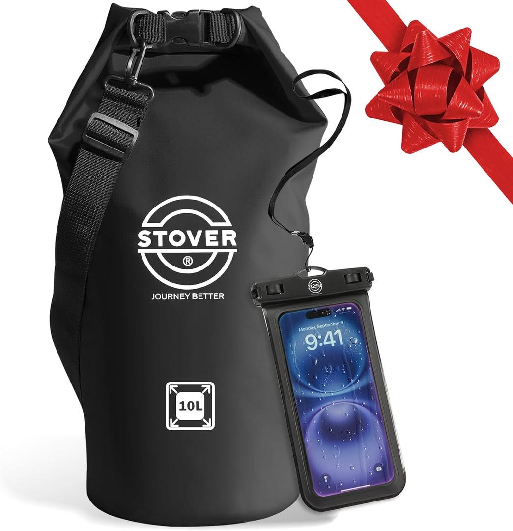 STOVER 5/10/25/30/40/55L Waterproof Dry Bag- Roll-Top Backpack w/Phone Case- Kayaking, Hiking, Camping, Boating- Men/Women
