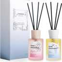 Reed Diffuser - Linen&Pink Peony 4.06oz (120ml) 2 Packs Essential Oil Reed Diffuser Set with 16 Sticks, Long Lasting Fragrance for Home, Bathroom, Bedroom, Room, Decor