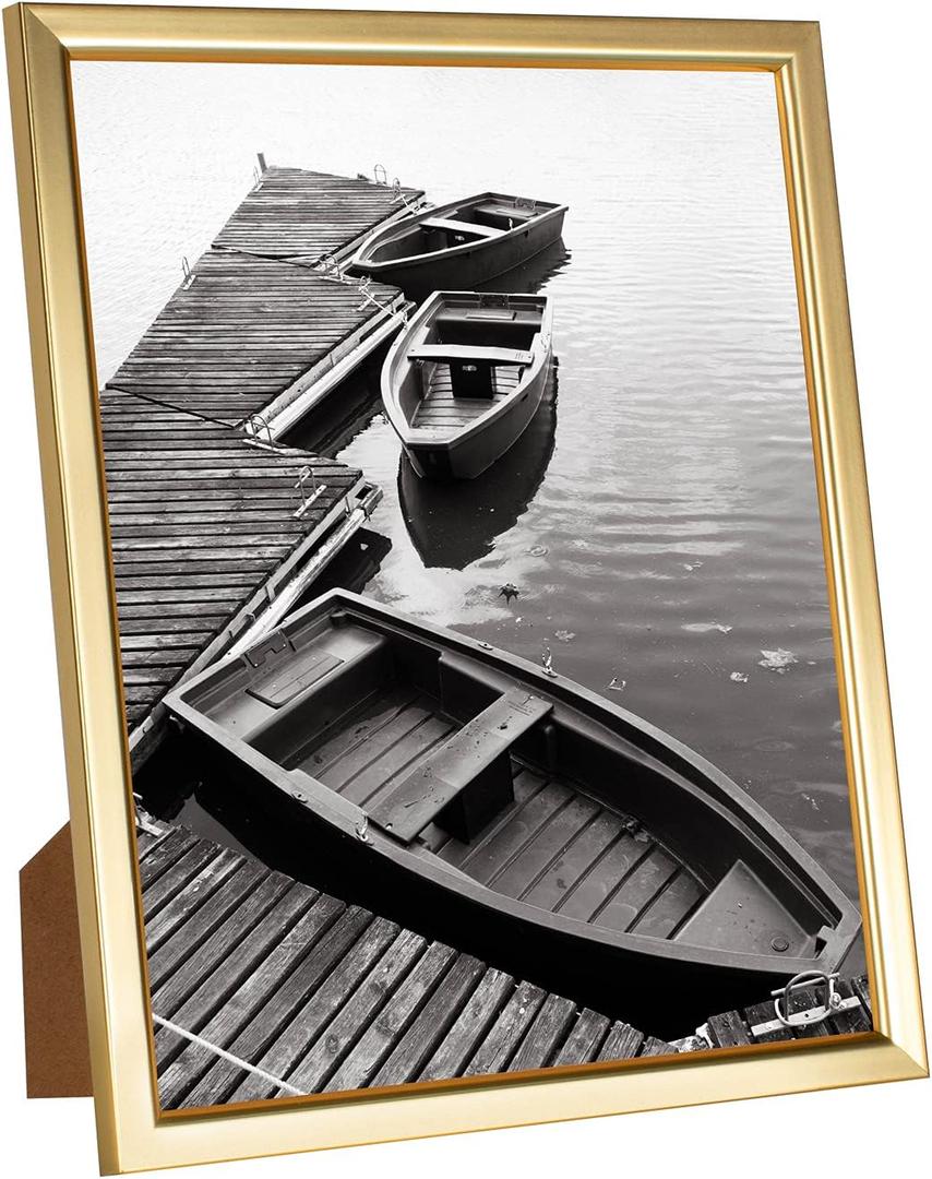 Giverny 8x10 Picture Frames, Gold Photo Frames for Wall or Tabletop Display, Simple Design Glossy Finish Frame Perfect for Home Decoration, Office, Hotel and Various Ceremonies Praties