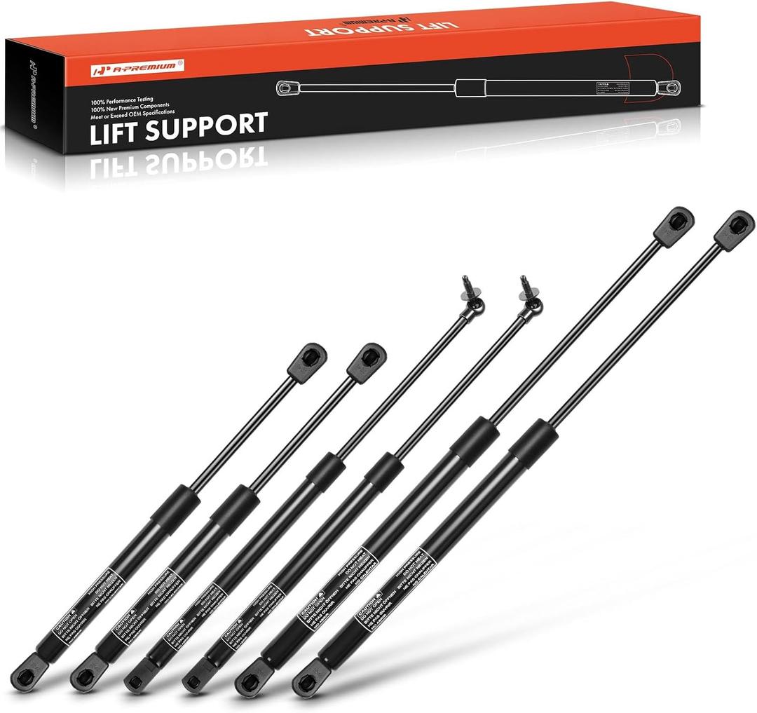 A-Premium Hood Tailgate and Rear Window Lift Supports Shock Struts Compatible with Select Jeep Models - Grand Cherokee WJ 1999 2000 2001 2002 2003 2004 Sport Utility - Replace# 55136764AA(6PC Set)