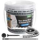 #6x1-5/8 Collated Drywall Screws, 1000PCS Wood Screws with Torx Drive, Black Drywall Screws with Sharp Point & Coarse Thread, Includes Free 150MM Star Bit