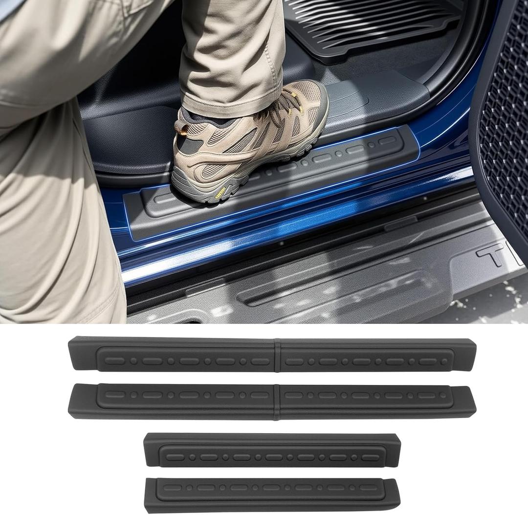 Door Sill Guard Fits for 2024-2026 Toyota Tacoma Door Entry Protector Double/Crew Cab Door Sill Cover Compatible with Tacoma Accessories Anti-Slip Front & Rear 4PCS