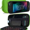 Orzly Case Compatible with Nintendo Switch 2  Protective Travel Carry Case with Screen Padding, Game Card & microSD Slots, Zipped & Open Pockets for Accessories  7.9" Gift Boxed (Green)