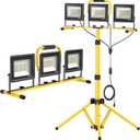 Upgraded LED Work Lights with Stand, 21000 Lumen, 3-Head Adjustable Work Light, Waterproof Foldable Tripod, Extended Cord for Outdoor & Indoor Job Sites, Workshops, Construction, Garage Lighting