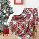 TRUEDAYS Throw Blanket Christmas Blankets with Green Red Buffalo Plaid - Reversible Sherpa Fleece Soft Checkered Blanket - Throw Blanket for Couch Cozy Lightweight Blankets for Bed, 50x60 Inches