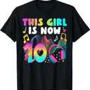 10th Music Birthday Party 10 Year Old Musical Birthday T-Shirt, Size L