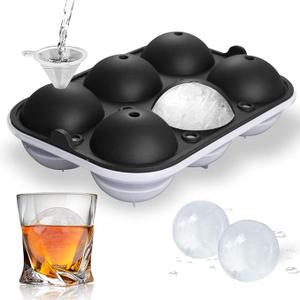 Ice Cube Molds – Large Silicone Ice & Sphere Mold Combo with Built-In Easy-Fill Funnel 2-Inch Round & Square Whiskey Ice Molds for Cocktails & Bourbon