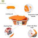 Collapsible BBQ Prep Tub with Cutting Board Lid & Locking Lid, BPA-Free, Portable Wash Basin for Outdoor Camp/Tailgate & Competition, Dishwasher-safe Marinating Container, 16L Orange