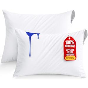 Utopia Bedding Waterproof Pillow Protectors Zippered Standard Size (2 Pack, White), Zippered Pillowcases, Bed Bug Proof Pillow Encasement Covers 20 x 26 Inches