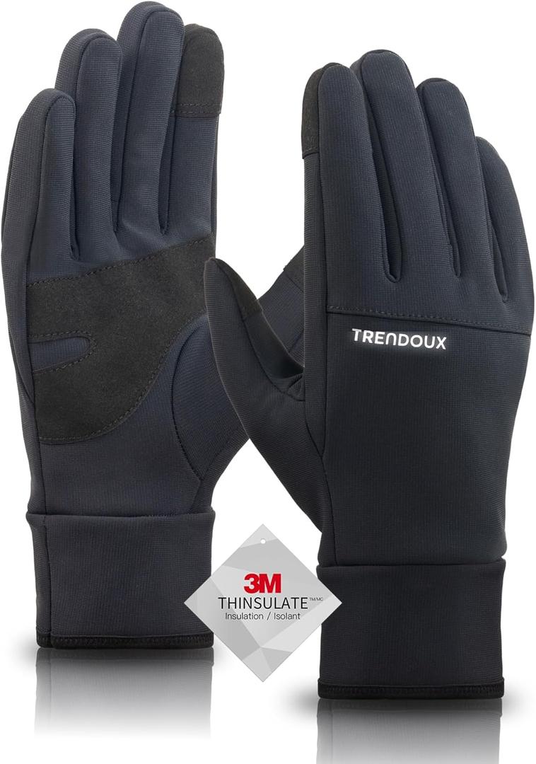 TRENDOUX Flexible Thick Winter Gloves: 3M Touchscreen Warm Gloves for Men Women, Waterproof & Windproof, Thermal Insulated (Small, Black)