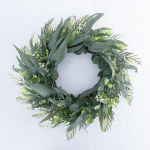 Seasons 22 inch Eucalyptus Wreath for Front Door, Artificial Spring & Summer Wreath with Greenery Leaf for Farmhouse, Wall, Window or Wedding Home Decor (Green)