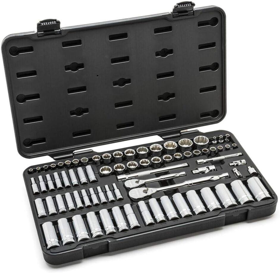 GEARWRENCH 76 Pc. 1/4" & 3/8" Drive 12 Pt. Standard & Deep Mechanics Tool Set, SAE/Metric - 80948