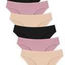 FINETOO 6 Pack Women’s Seamless Hipster Underwear No Show Panties Invisibles Briefs Soft Stretch Bikini Underwears Small.