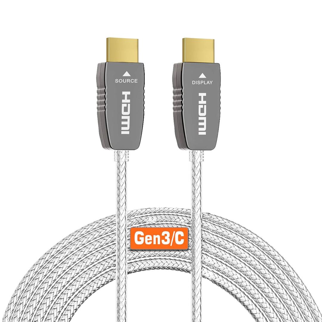 RUIPRO Crystal 8K HDMI Ultra High Speed Latest 2.1b Certified Fiber Optic Cable 50 Feet 8K60Hz 4K120Hz 48Gbps eARC HDR HDCP2.3 for RTX4080/4090/3080/3090 Xbox PS5 AVR Projector LG/Samsung/Sony
