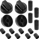 Seentech 4- Pack Control Knobs Replacement with 12 Adapters for Oven, Stove, and Range - Versatile and Wide Application for Various Models (Black)