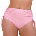 JOYBIK Women's High Waisted Bikini Bottoms Side Drawstring Light Pink (M)