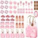 OINETRK 109pcs Baby Shower Prizes for Winners Gifts Baby Shower Favors including Headband Hair Brush Compact Mirror Bath Sponges Powder Puff Hair Tie Claw Makeup Brushes Gift Bag Bridal Shower (Pink)