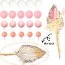 Ephlyn 21Pcs Ball Cake Toppers Flower Palm Leaf Cake Decorations for Bohemian Theme Boho Birthday Wedding Baby Shower Party Supplies Pink White