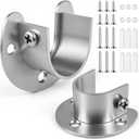 FIRJOY 2Pcs Heavy Duty Stainless Steel Closet Rod Bracket Holder (Silver, 1-1/2")