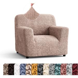 PAULATO BY GA.I.CO. Chair Cover - Armchair Cover - Armchair Slipcover - Soft Polyester Fabric Slipcover - 1-Piece Form Fit Stretch Furniture Protector - Microfibra Collection - Blush Taupe (Chair)