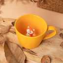 DIHOclub Fox Ceramic Cup Hidden 3D Animal Inside Mug,Cute Cartoon Handmade Figurine Mugs,Holiday and Birthday Gift for Coffee Milk Tea Lovers,12 OZ(Yellow)