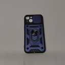 VEGO Compatible with iPhone 13 with Slide Camera Cover & Kickstand, Built-in 360 Rotate Ring Stand Magnetic Cover Case for iPhone 13 6.1 inch 2021 - Blue