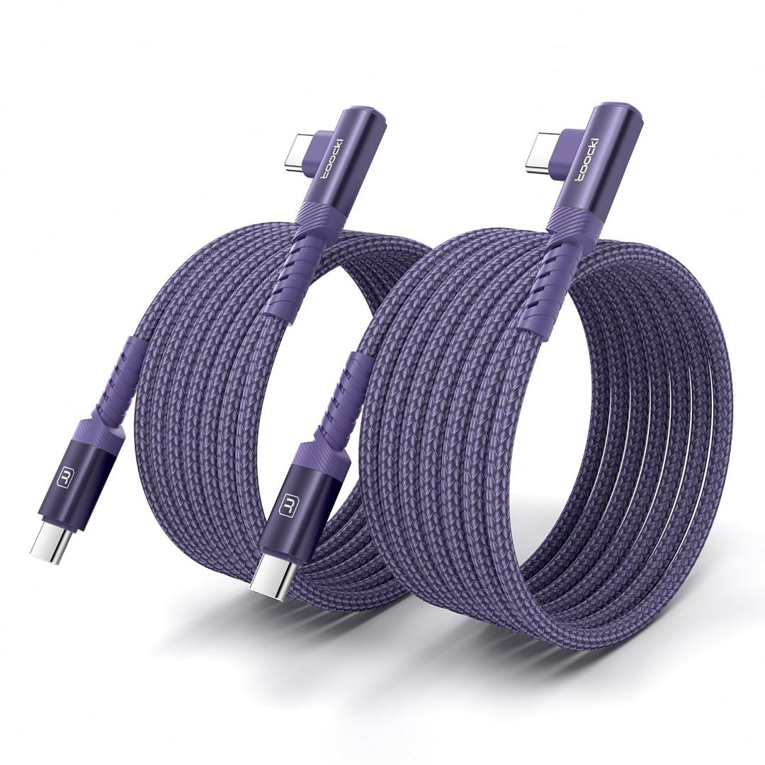 USB C to USB C Charger Cable, 60W Type C Charging Cable Cord, Right Angle Fast Charging USBC to USBC Cable for iPhone 17 16 15 Pro Plus Pro Max Air/MacBook Air/Samsung S25 Ultra /S24 (Purple)