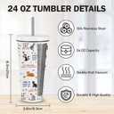 Cat Gifts for Women, 24 oz Insulated Tumbler with Lid and Straw, Stainless Steel Water Bottle, Coffee Cups Travel Mug for Her Cat Lovers(1PCS)