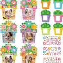 24 PCS Mother's Day Picture Frame Ornaments Paper DIY Photo Frame Craft Set Hanging Decorations For Mother Gifts(Flower)