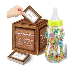 Glenmal 52 Pcs Baby Shower Games Gift Sets Large Baby Bottle for Shower Game Guess How Many Candies Baby Shower Decorations for Baby Shower favors Games Gender Reveal (Wood Grain)