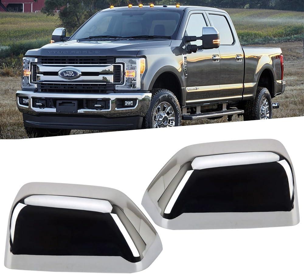 Chrome Exterior Door Top Half Tow Mirror Cap Cover for Ford Super Duty 2017-2025 F250 F350 2017-2022 F450 F550 Snap-on Towing Accessories (Chrome)