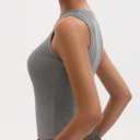 Women's High Neck Tank Top Crop 2025 Slim Fitted Ribbed Crew Neckline Sleeveless Tanks for Going Out (Gray, XS)